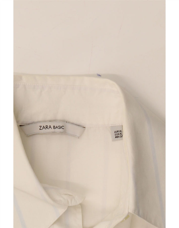 ZARA Womens Formal Shirt UK 18 XL White Striped Polyester Vintage Zara and Second-Hand Zara from Messina Hembry 