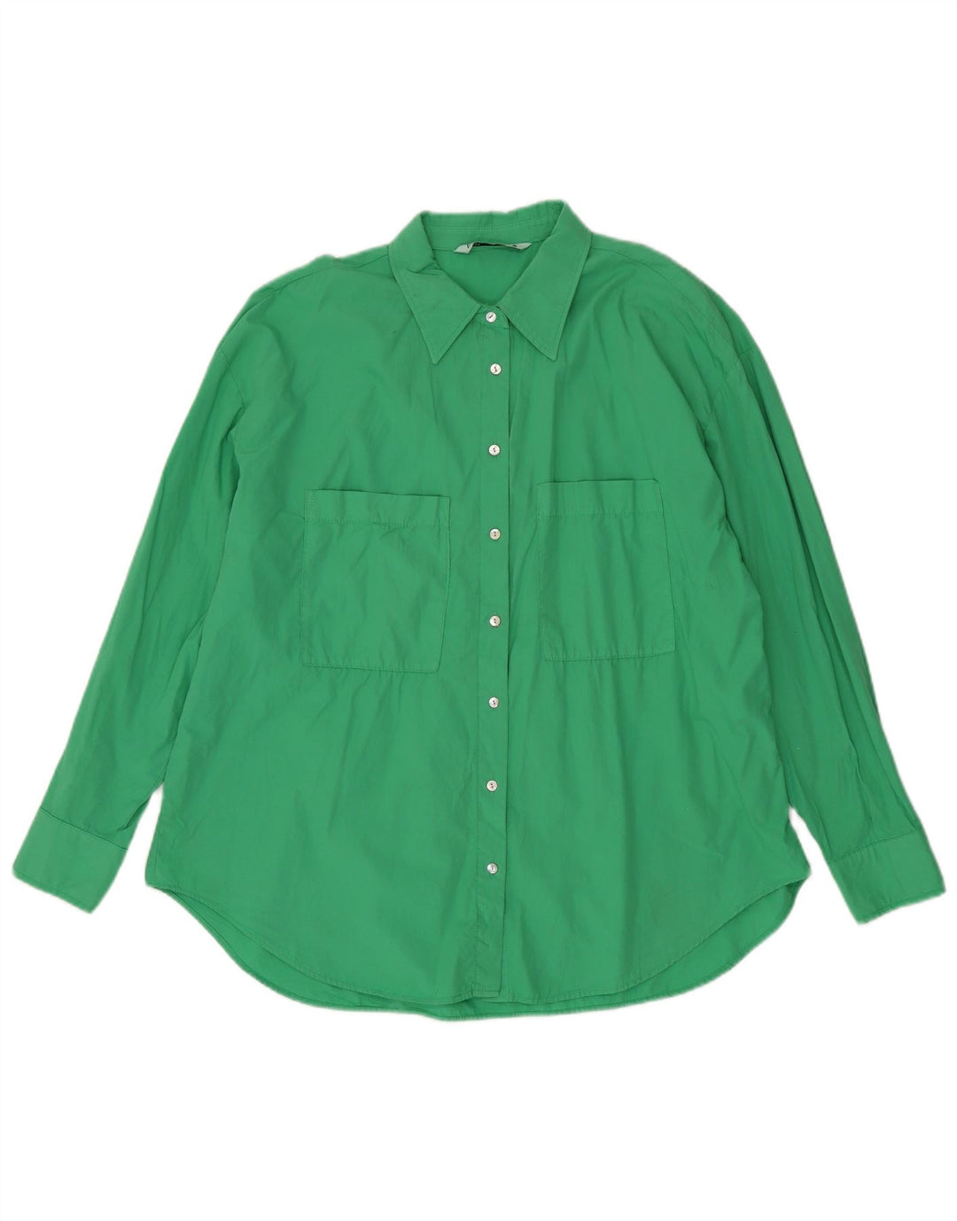 ZARA Chemise surdimensionnée pour femme UK 16 Large Vert Coton