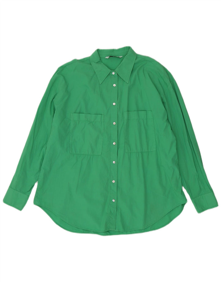 ZARA Chemise surdimensionnée pour femme UK 16 Large Vert Coton