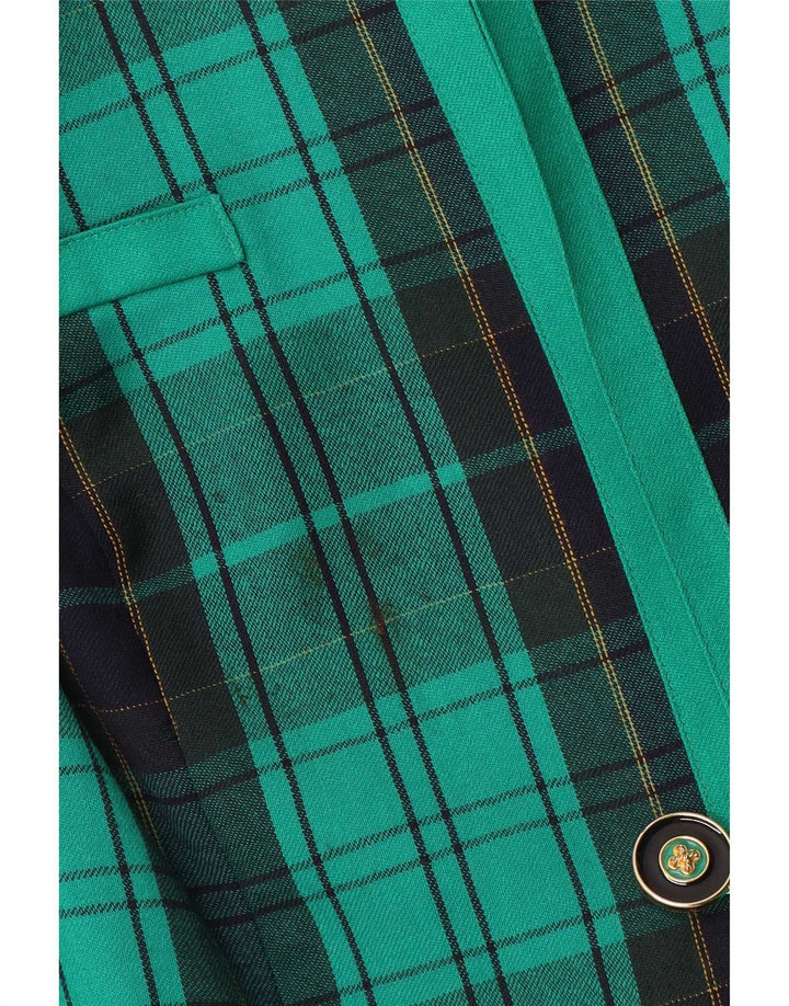 Fink Veste Blazer Femme UK 18 XL Vert à Carreaux Laine Vierge