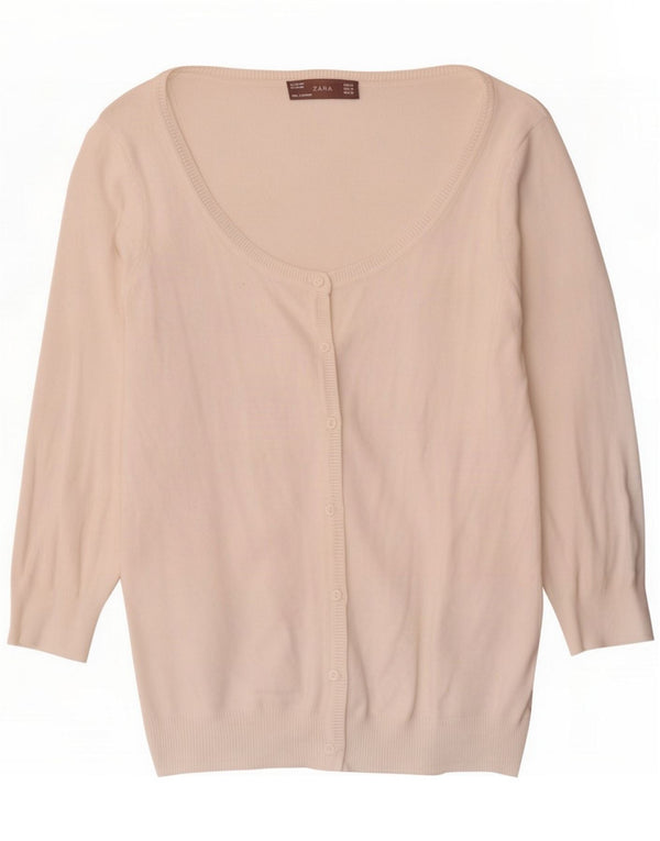 Zara Cardigan à manches 3/4 pour femme en coton blanc moyen UK 12