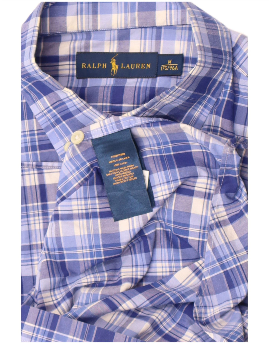 Ralph Lauren Chemise à manches courtes pour hommes en coton à carreaux bleu moyen