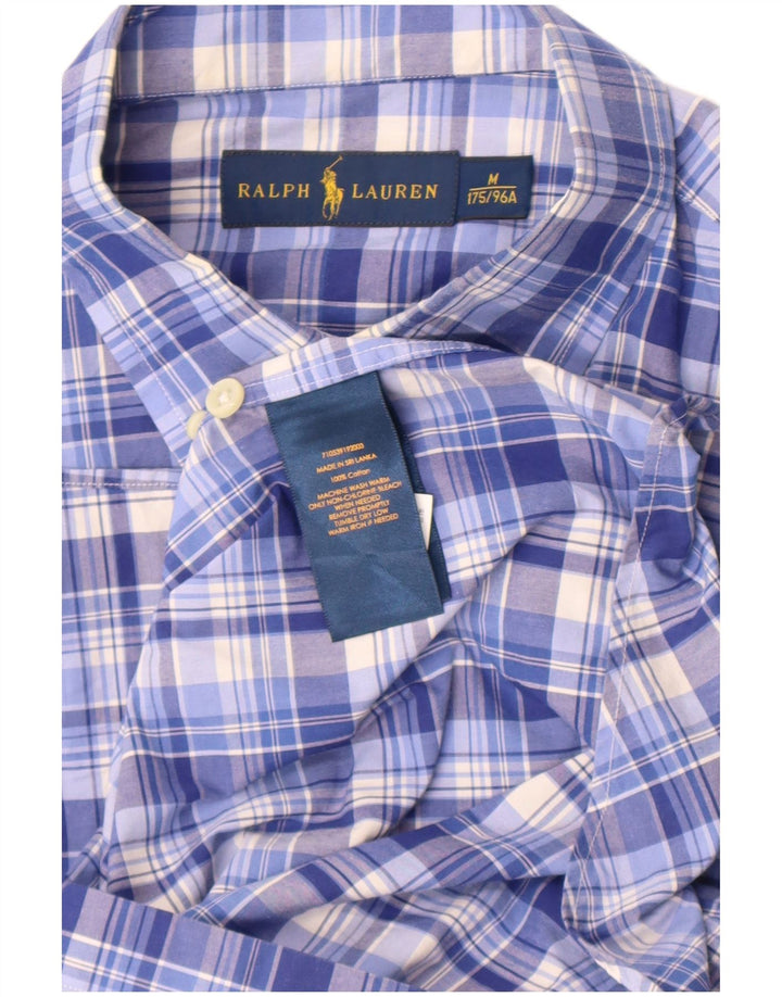 Ralph Lauren Chemise à manches courtes pour hommes en coton à carreaux bleu moyen