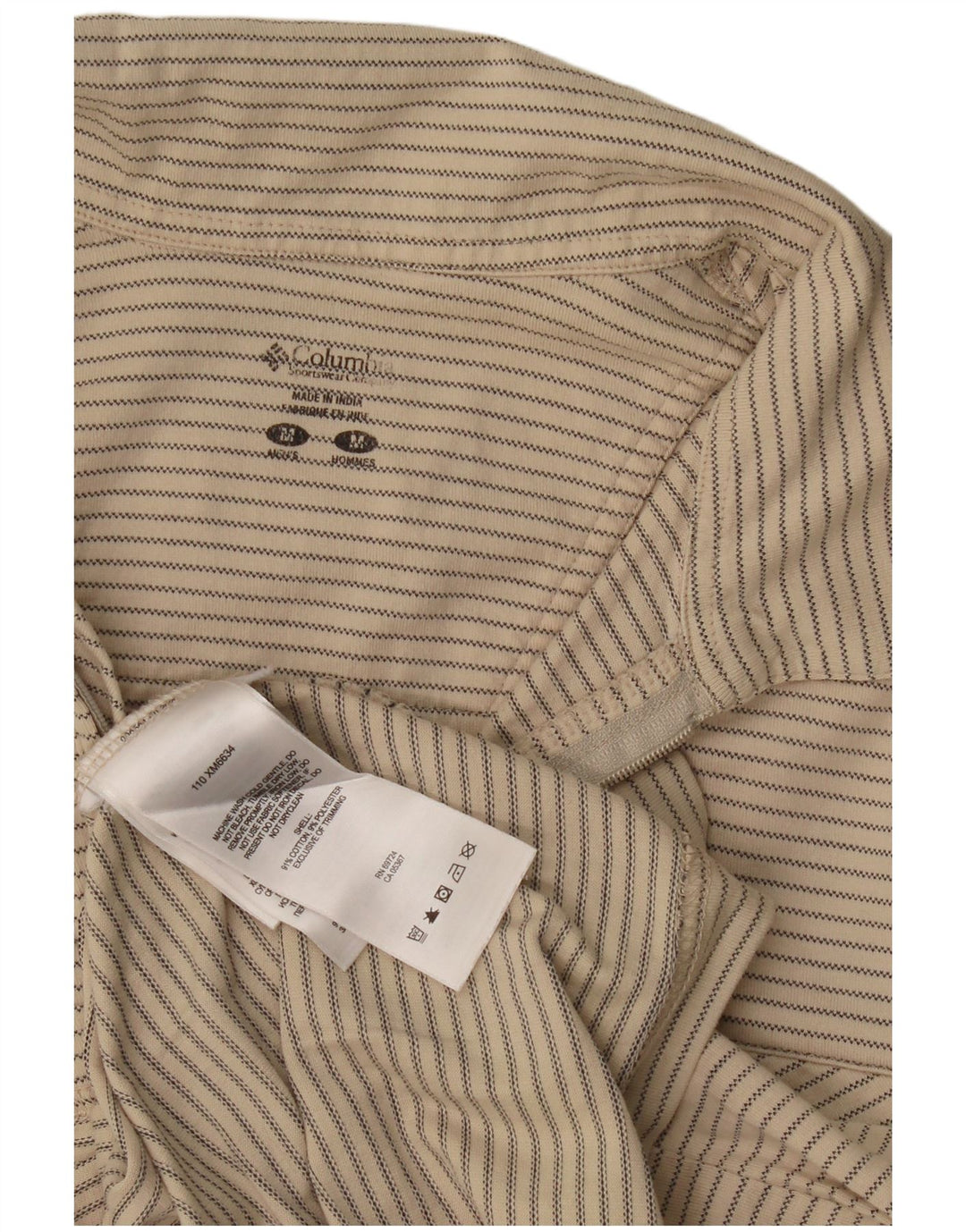 Columbia Polo Homme Beige Moyen Rayé Coton