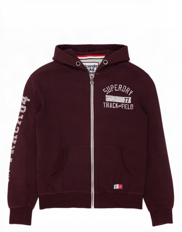 Superdry Pull à capuche graphique zippé XL en coton bordeaux pour homme