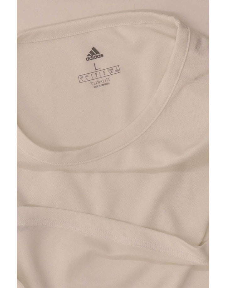 Adidas Hommes Climalite T-Shirt Top Large Blanc Colorblock