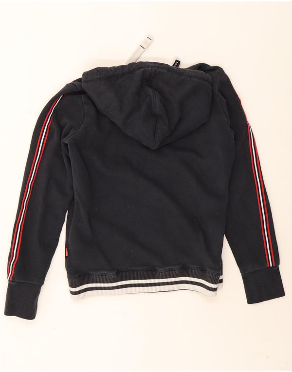 Superdry Pull à capuche zippé graphique pour femme UK 14 Grand coton bleu marine