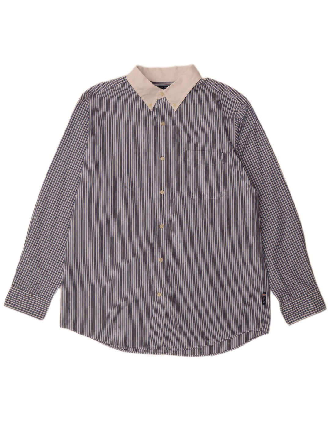 Chaps Chemise Homme Easy Care Large Bleu Rayé Coton