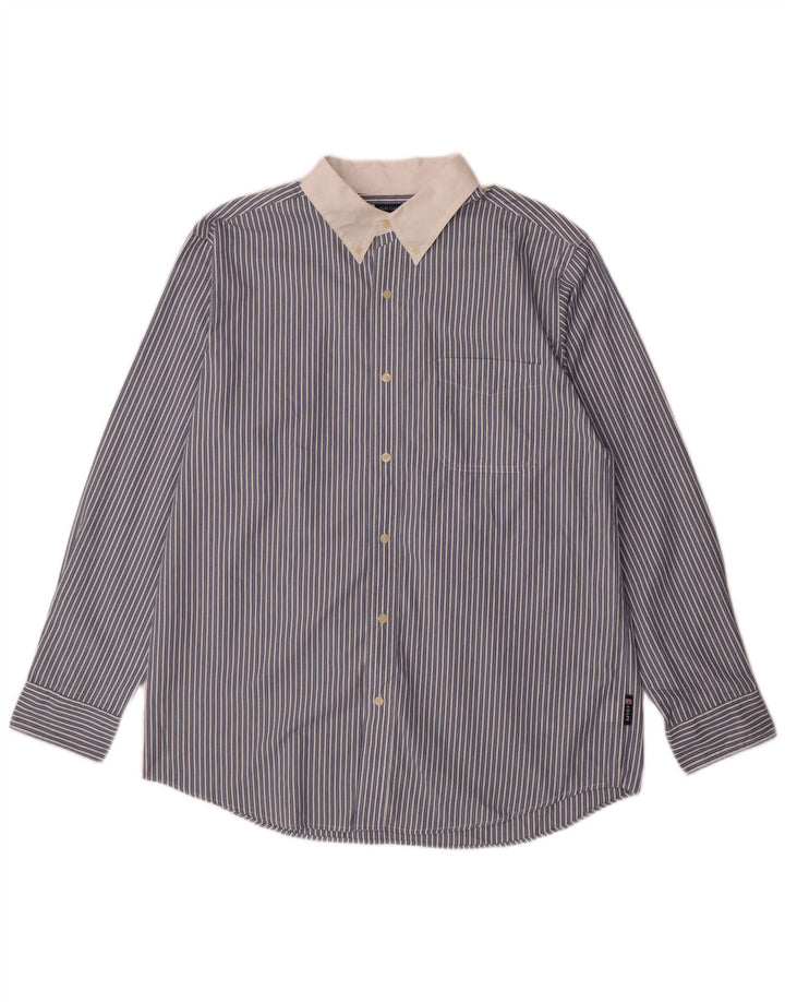Chaps Chemise Homme Easy Care Large Bleu Rayé Coton