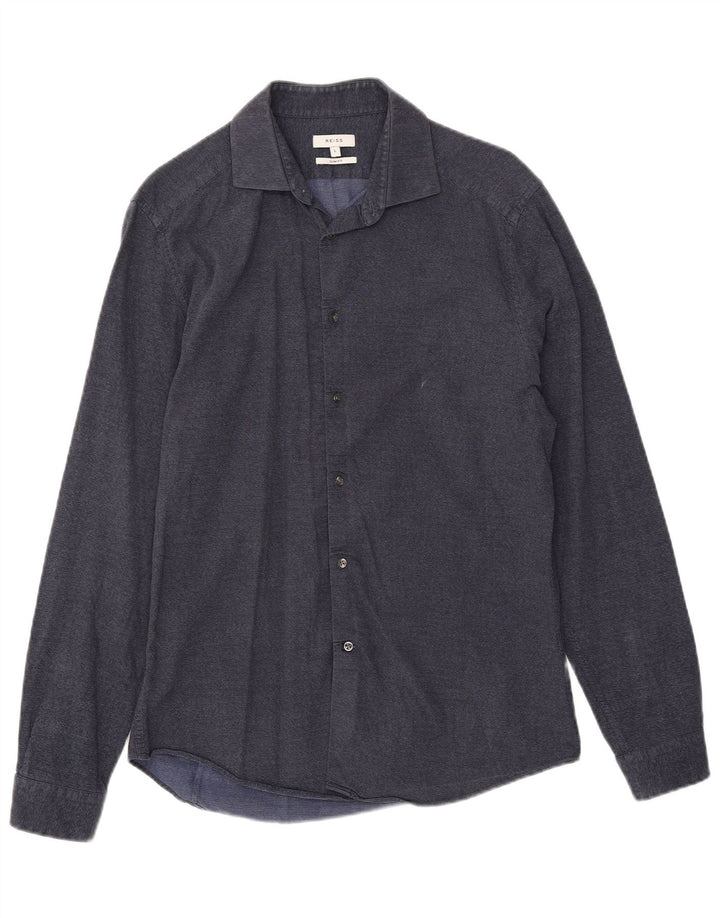 Reiss Chemise Slim Fit Large Bleu Marine Coton Homme