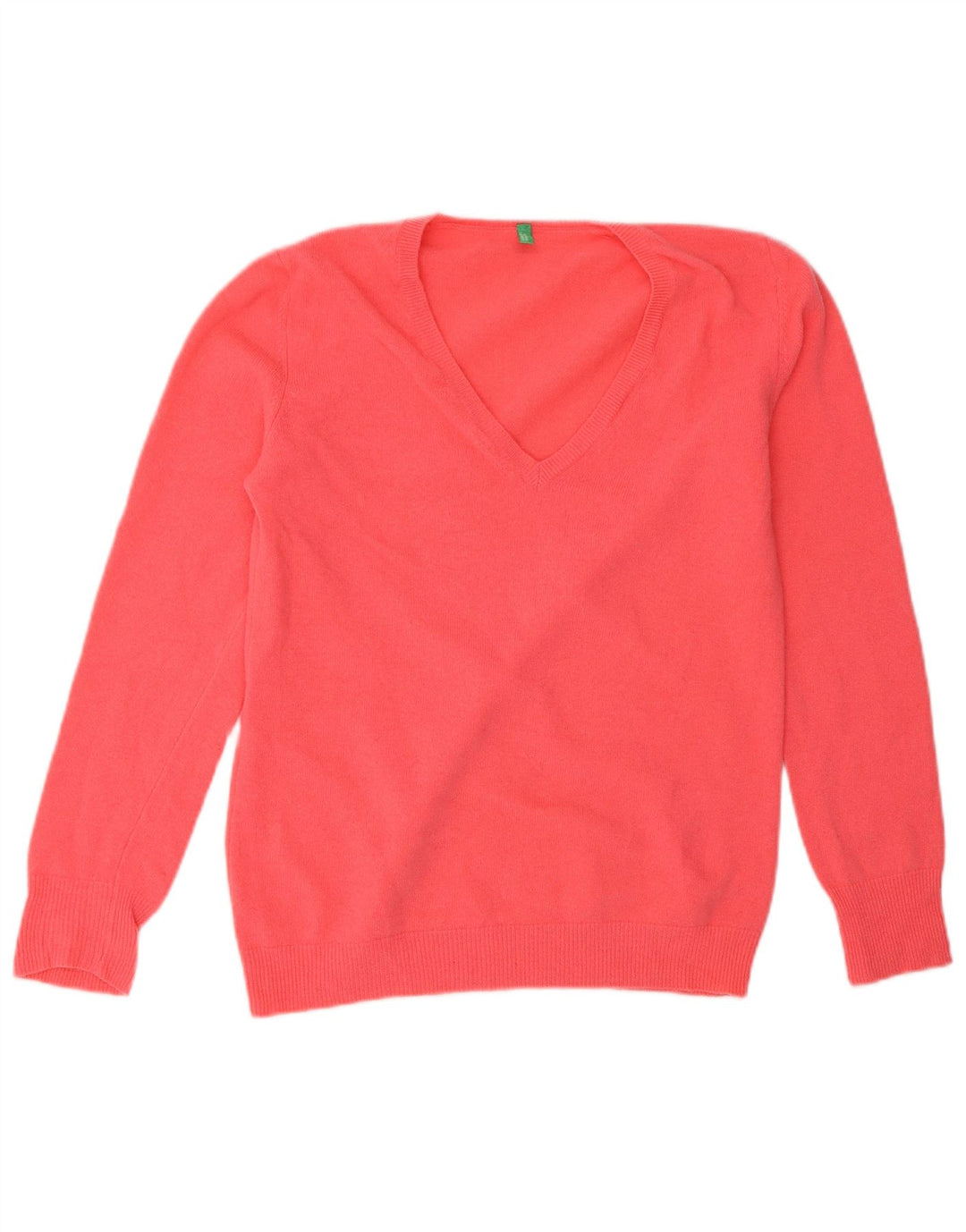 Benetton Pull col V pour femme UK 12 Rose moyen