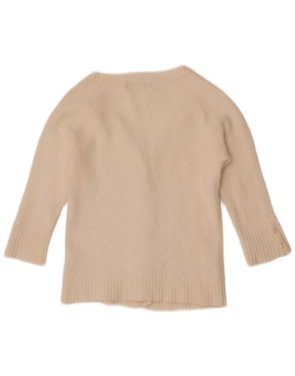 Zara Womens Crop Cardigan à manches 3/4 Pull UK 14 Large Off White Laine
