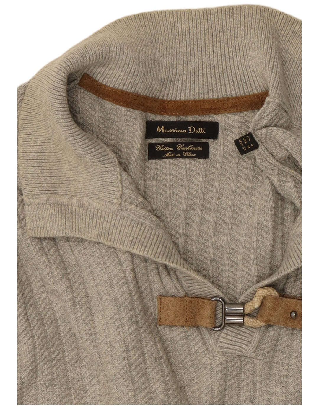 MASSIMO DUTTI Pull Col Polo Homme Gris Moyen Coton