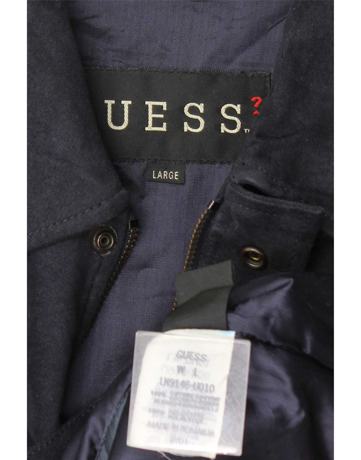 Guess Veste Bomber Homme UK 40 Large Bleu Marine Coton