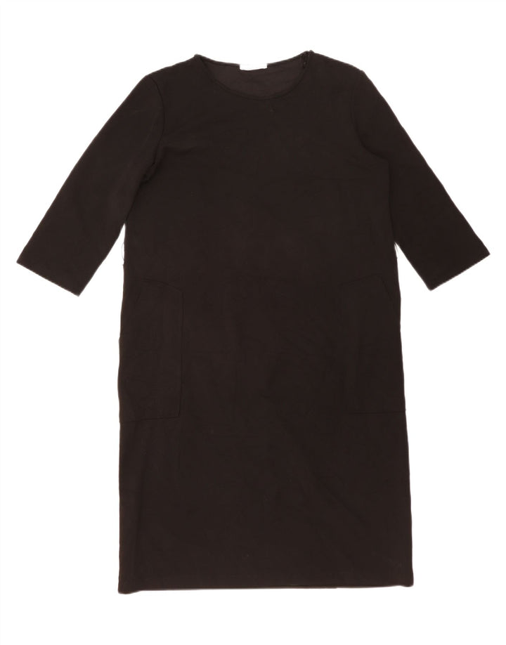 ZARA Robe droite à manches 3/4 pour femme UK 14 Large Noir Polyester