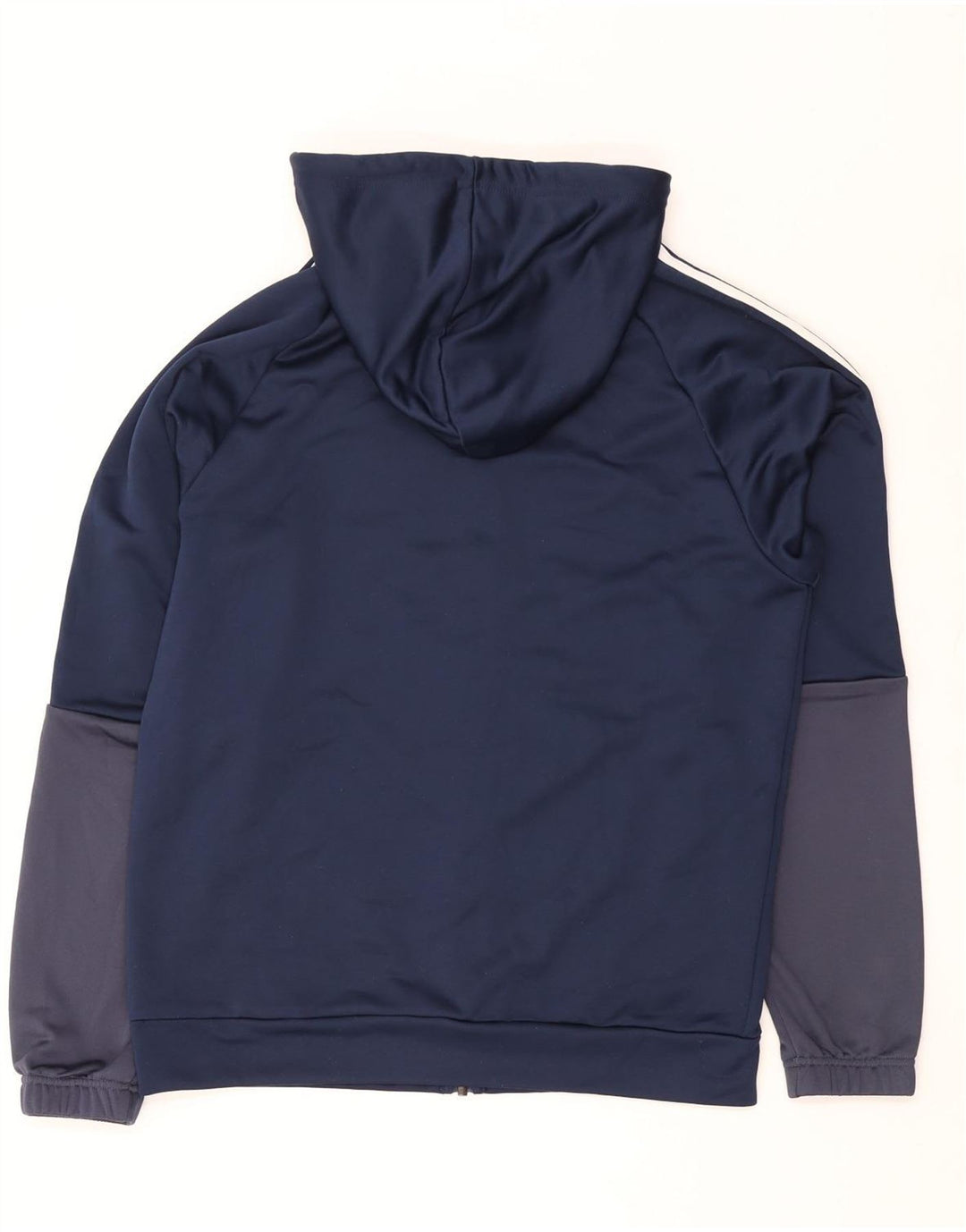 ADIDAS Pull à capuche zippé pour homme UK 44/46 Large Bleu marine Colourblock