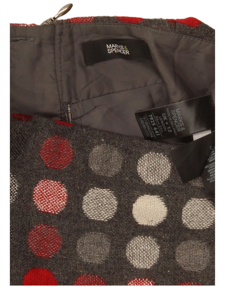 Marks & Spencer Jupe droite pour femme UK 12 Medium W30 Gris à pois