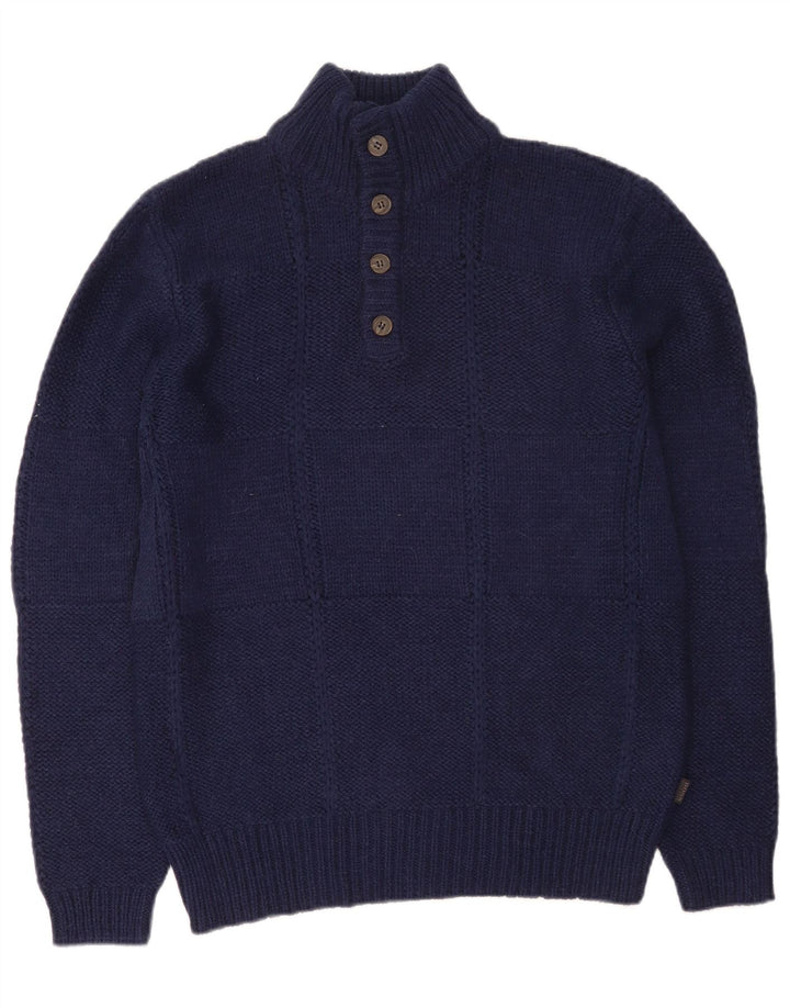 HUGO BOSS Pull coupe classique à col boutonné pour homme, grand bleu marine