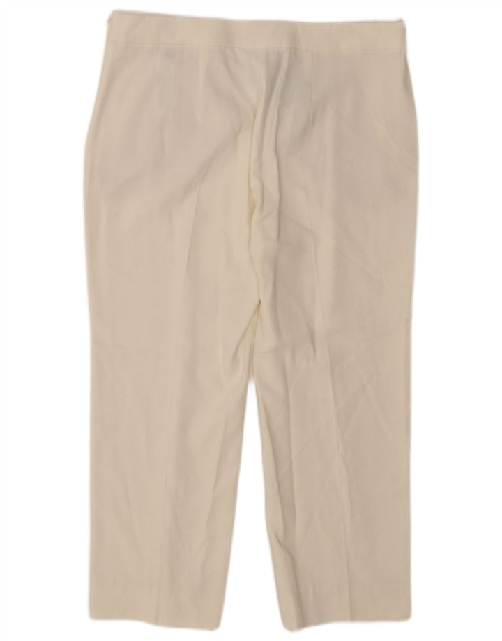Massimo Dutti Pantalon Capri Femme EU 42 Large W32 L23 Viscose Blanc