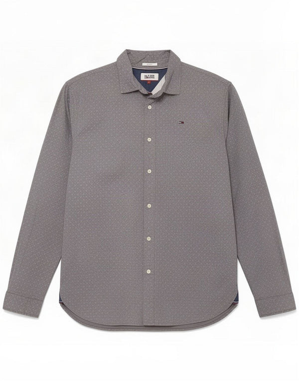 Tommy Hilfiger Chemise cintrée pour homme en coton à fleurs gris Large