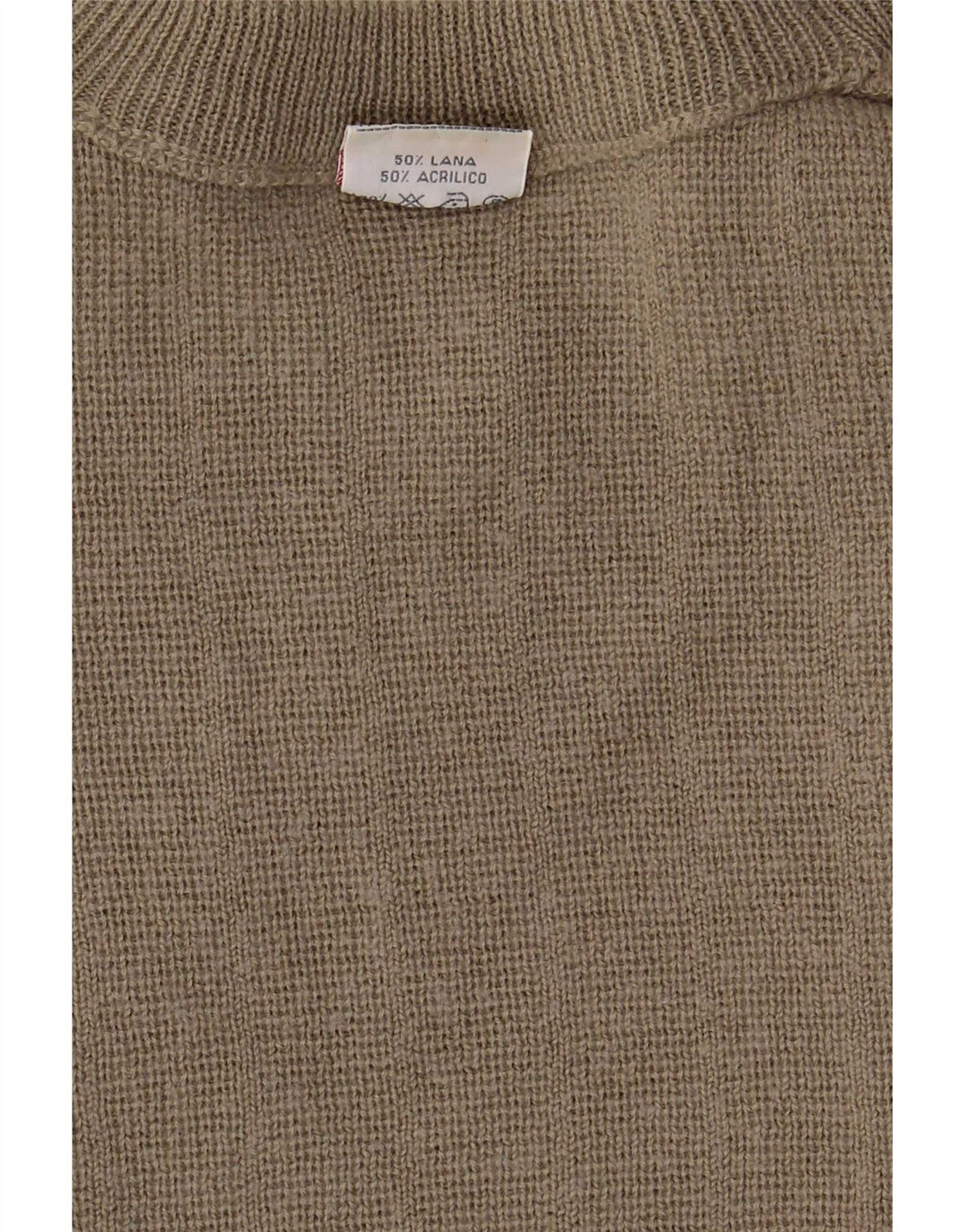 Bernardini Pull col rond homme XL kaki laine géométrique