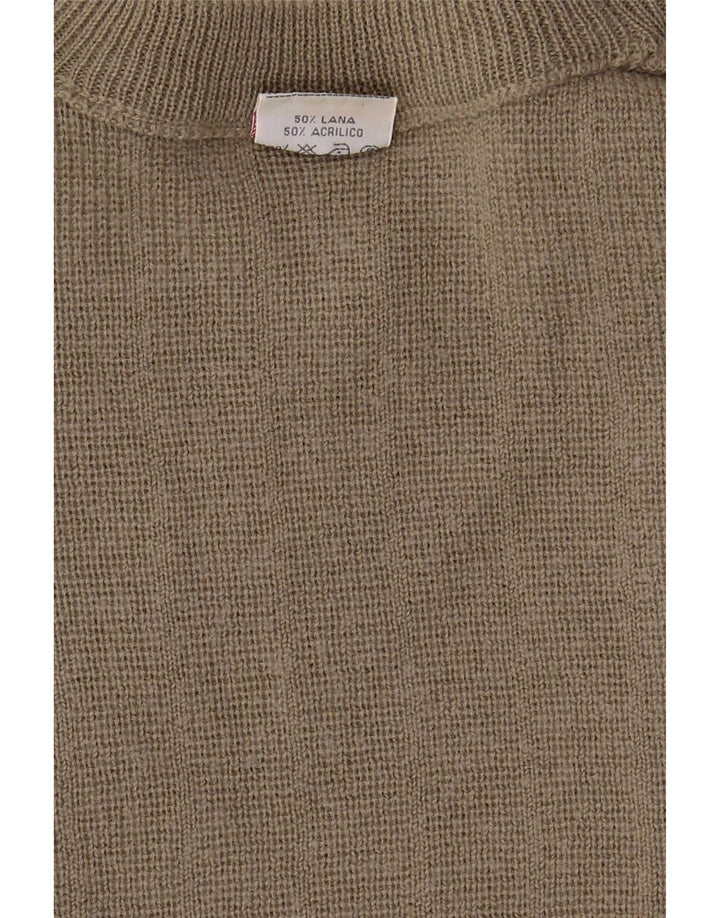 Bernardini Pull col rond homme XL kaki laine géométrique
