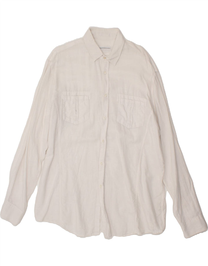 TRUSSARDI Mens Shirt Size 43 Large White Cotton Vintage Trussardi and Second-Hand Trussardi from Messina Hembry 