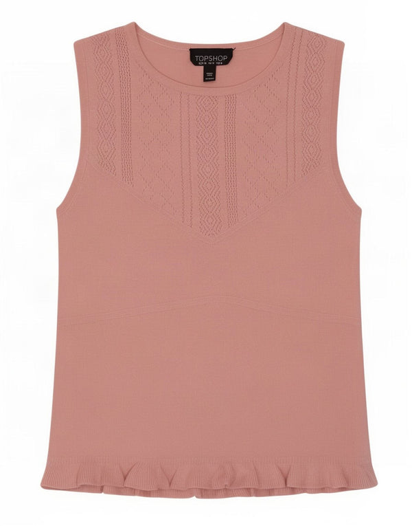 Topshop Chemisier sans manches pour femme UK 8 Petite Viscose Rose