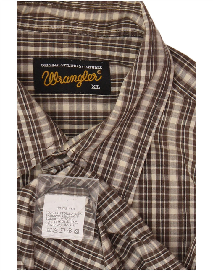 Wrangler Chemise en flanelle pour homme XL en coton à carreaux marron