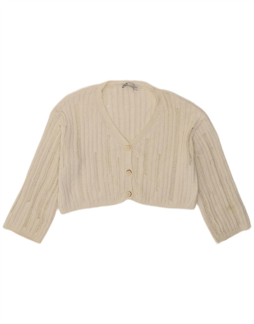 Zara Femme Boléro Oversize Pull UK 10 Petit Blanc Cassé