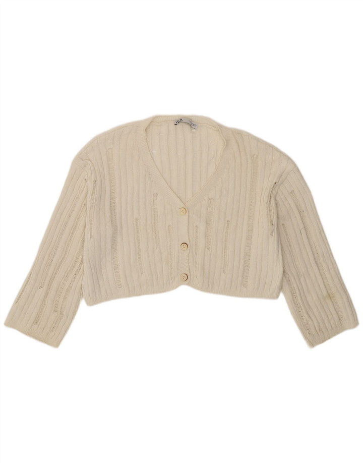 Zara Femme Boléro Oversize Pull UK 10 Petit Blanc Cassé