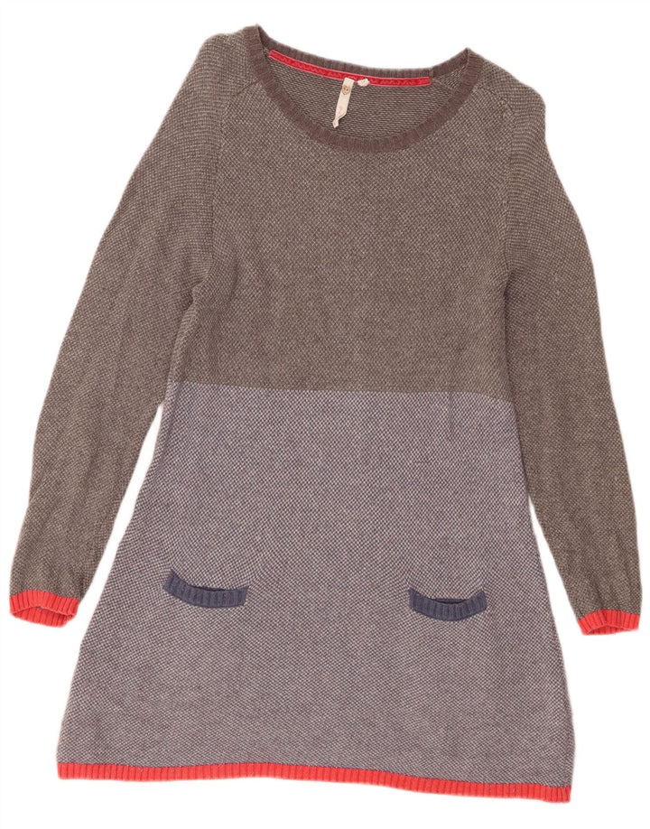 WHITE STUFF Robe pull pour femme UK 12 Gris moyen Colourblock Coton