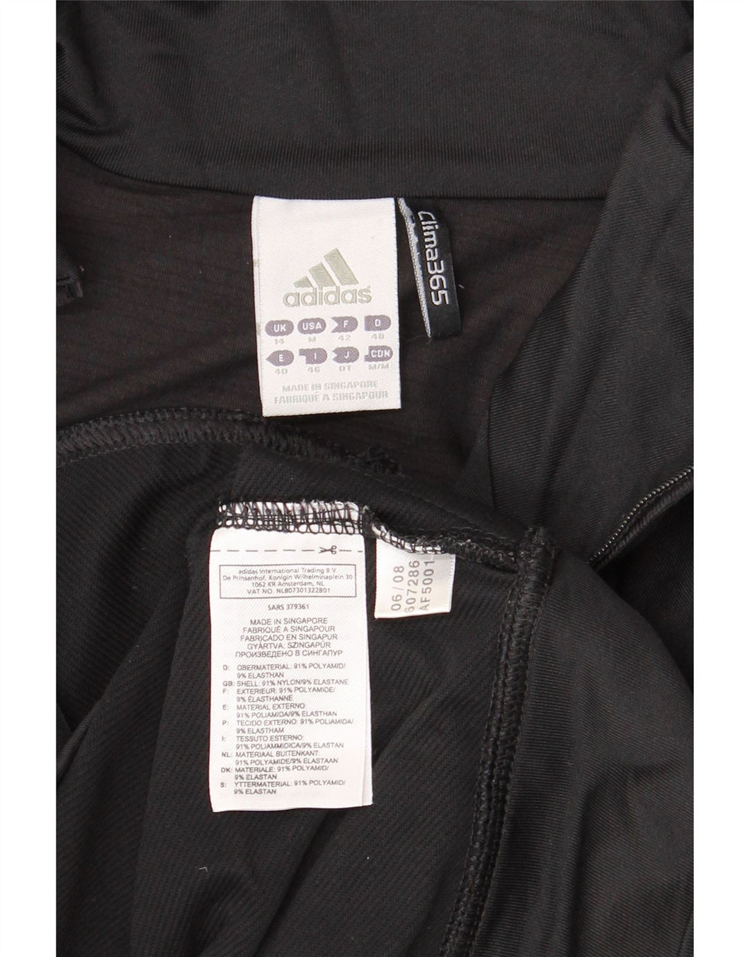 ADIDAS Veste de survêtement Climalite pour femme UK 14 Large Noir Polyamide