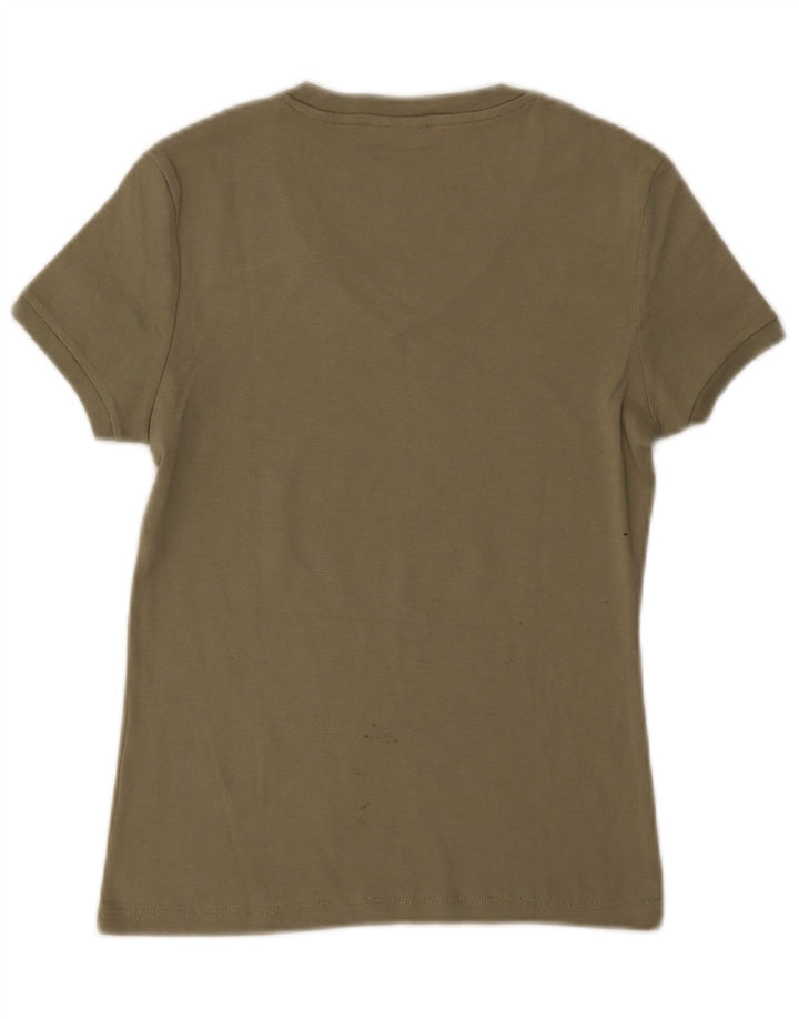 Invicta T-Shirt Femme Top UK 8 Petit Kaki Coton