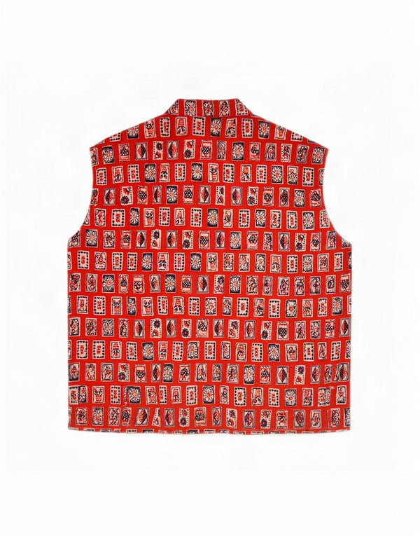 Stefanel Chemise sans Manches Chemisier Fille 11-12 Ans Rouge Géométrique