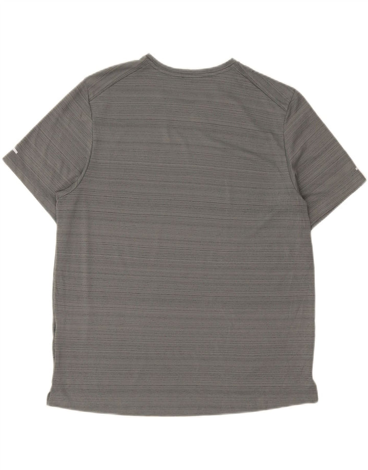 Nike T-shirt Dri Fit pour homme en polyester à fines rayures gris