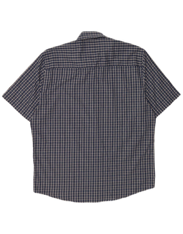 Pierre Cardin Chemise à manches courtes pour homme Coupe régulière XL Bleu à carreaux Polyester