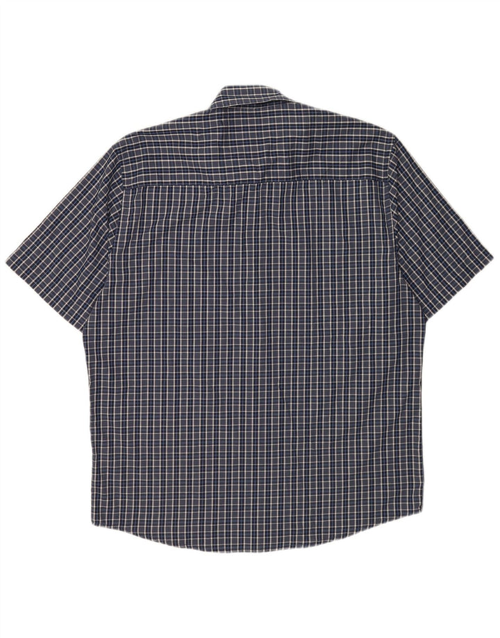 Pierre Cardin Chemise à manches courtes pour homme Coupe régulière XL Bleu à carreaux Polyester