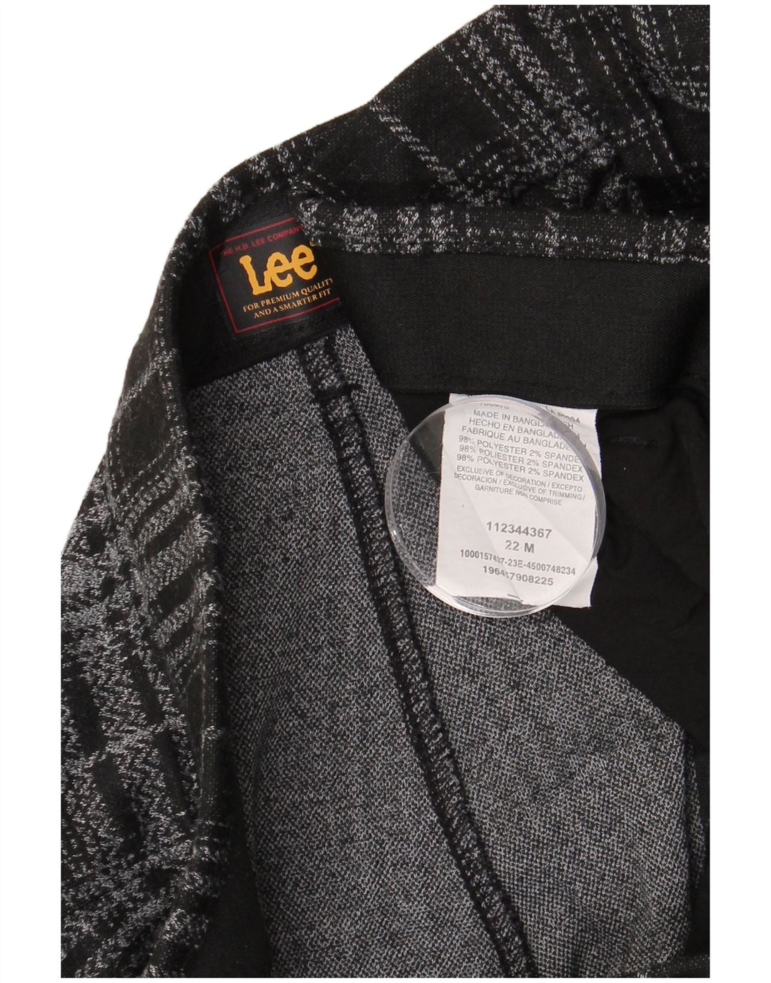 LEE Pantalon Chino Droit Femme US 22 3XL W42 L30 Noir Carreaux Polyester