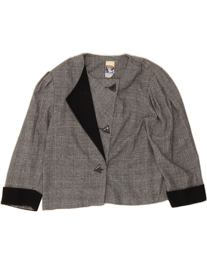 YESSICA Womens 3 Button Blazer Jacket EU 42 Large Grey Check Polyacrylic Vintage Yessica and Second-Hand Yessica from Messina Hembry 