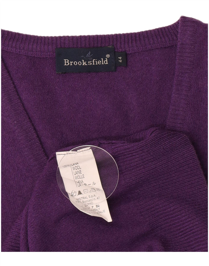 Brooksfield Pull col V pour femme IT 44 Laine violet moyen