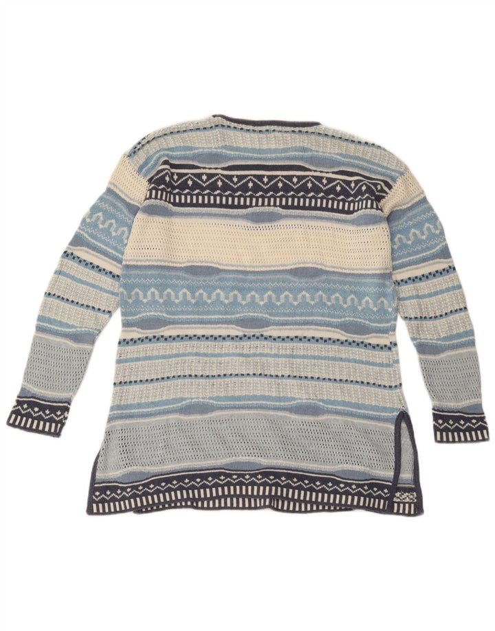 vintage Womens Boat Neck Jumper Sweater UK 12 Moyen Multicolore Rayé
