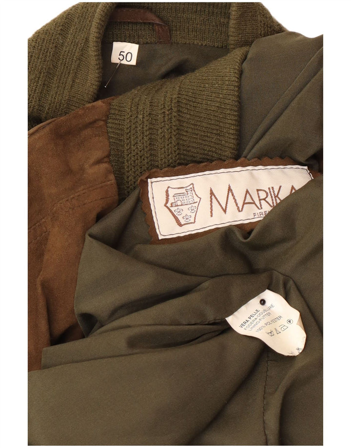 vintage Mens Suede Bomber Jacket IT 50 Grand Cuir Marron