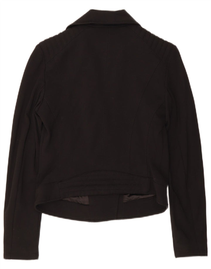 Guess Veste blazer courte zippée pour femme UK 8 Small Noir Viscose
