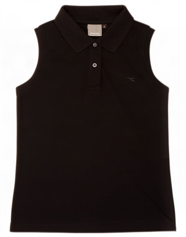 Diadora Polo sans manches pour femme UK 10 Small Noir Coton