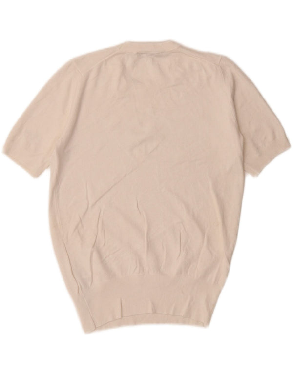 Zara Pull à manches courtes et col rond pour femme UK 14 Blanc moyen
