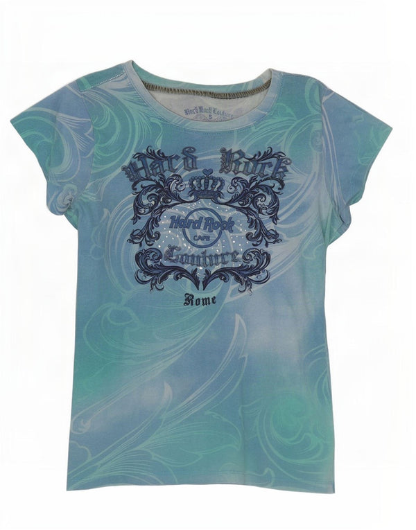Hard Rock Cafe Femmes Rome Graphic T-Shirt Top UK 8 Small Multicolore