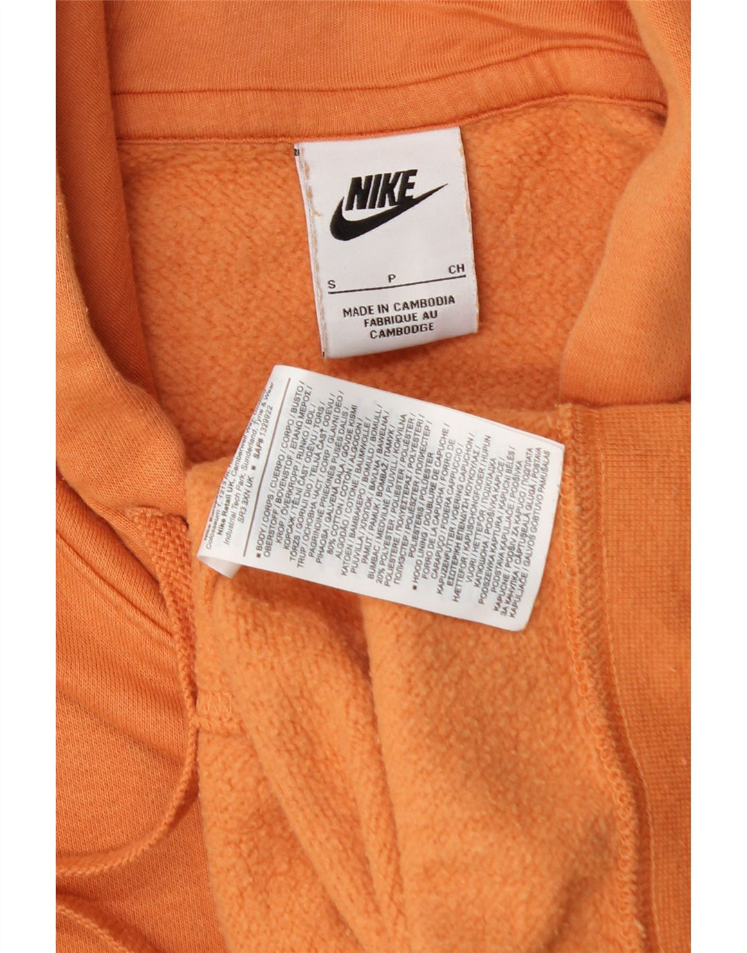 Nike Pull à capuche pour homme Petit coton orange