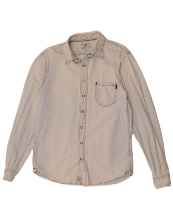 Timberland Chemise en Jean Slim Fit Homme Bleu Moyen Coton