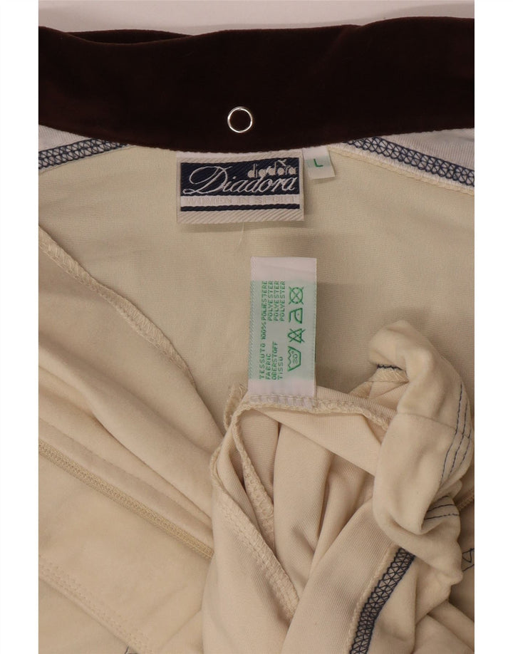 Diadora Veste de survêtement à capuche pour femme Large Beige Géométrique Polyester